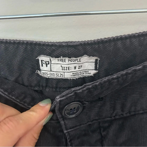 Free People Y2K Dark Grey Corduroy Zipper Cargo Pants Size 27 - Picture 3 of 6
